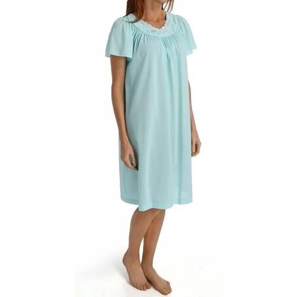 Miss Elaine Silky Light Blue Sleep Dress Womens 3XL NWT $73
